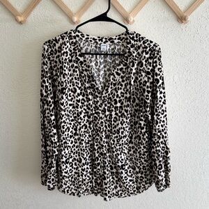 Old Navy Black and White Leopard Print Blouse